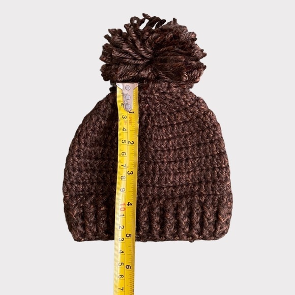 3/$15 Brown Knit Toddler Pom Pom Beanie (SC) - Picture 3 of 3